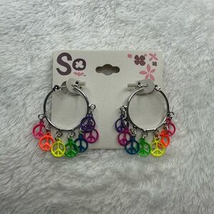 Colorful Peace Sign Hoop Earrings
